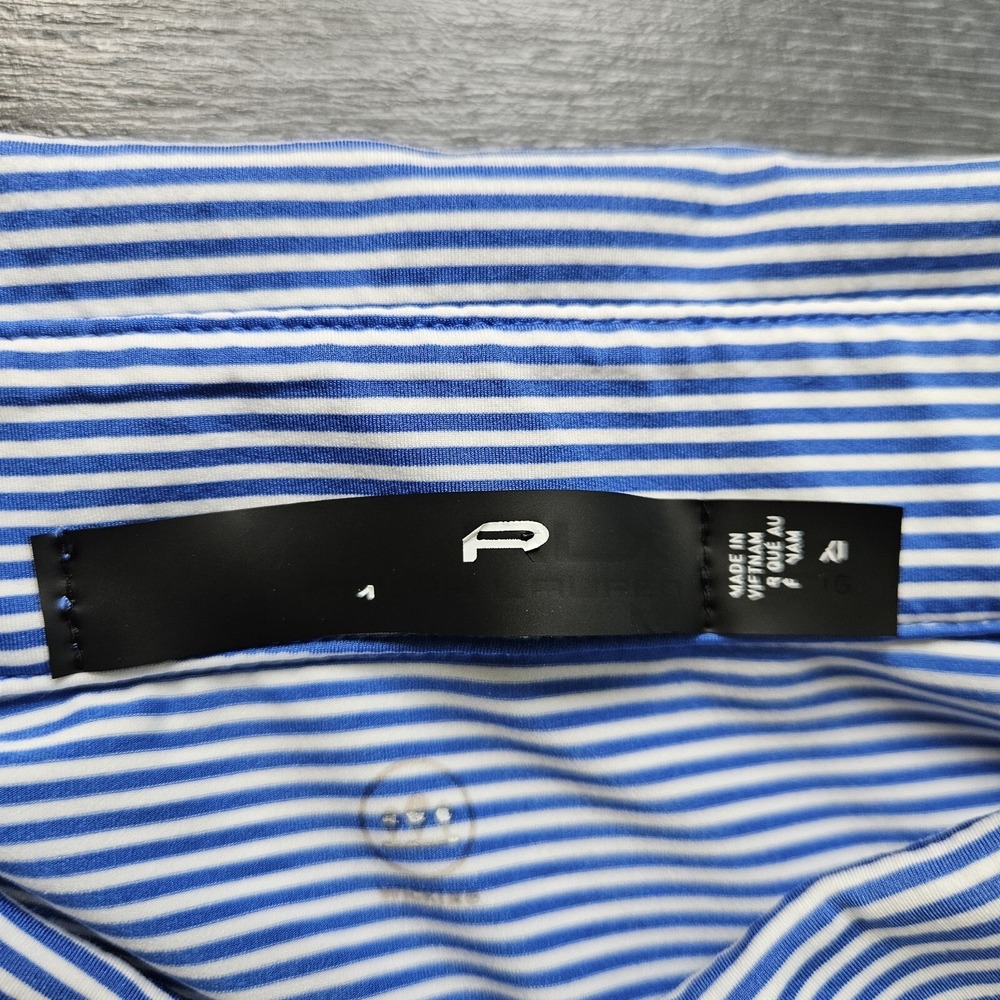 RLX Ralph Lauren Polo Shirt Men XL Blue Striped Stretch Performance Golf Preppy - Picture 3 of 10